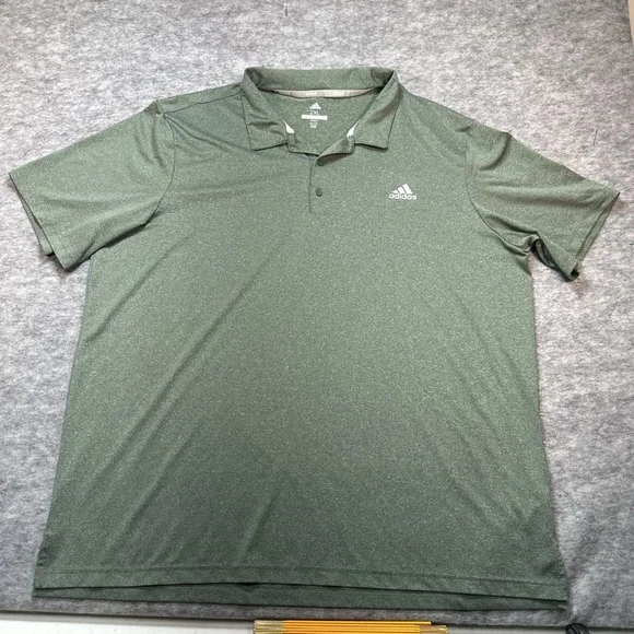 Adidas Polo Mens Size 2XL Heather Green Golf Performance Moisture Wicking - Picture 2 of 9